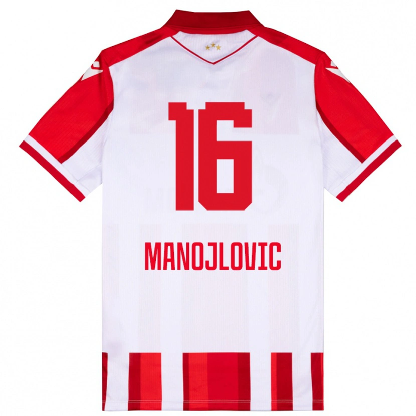 Danxen Mænd Petar Manojlovic #16 Rød Hvid Hjemmebane Spillertrøjer 2025/26 Trøje T-Shirt