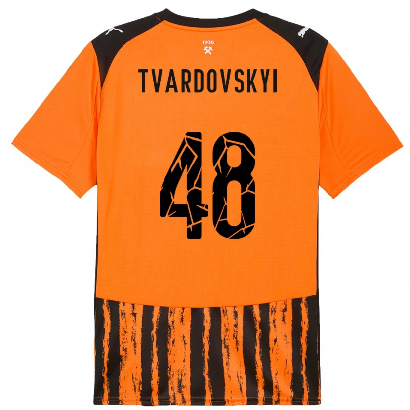Danxen Mænd Denys Tvardovskyi #48 Orange Sort Hjemmebane Spillertrøjer 2025/26 Trøje T-Shirt