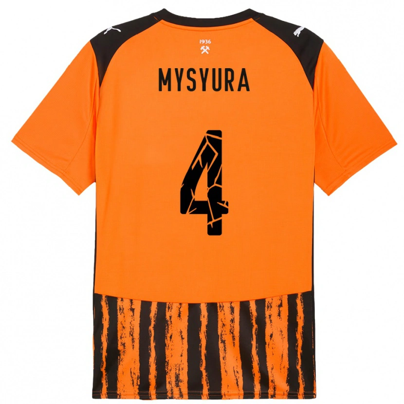 Danxen Mænd Maksym Mysyura #4 Orange Sort Hjemmebane Spillertrøjer 2025/26 Trøje T-Shirt