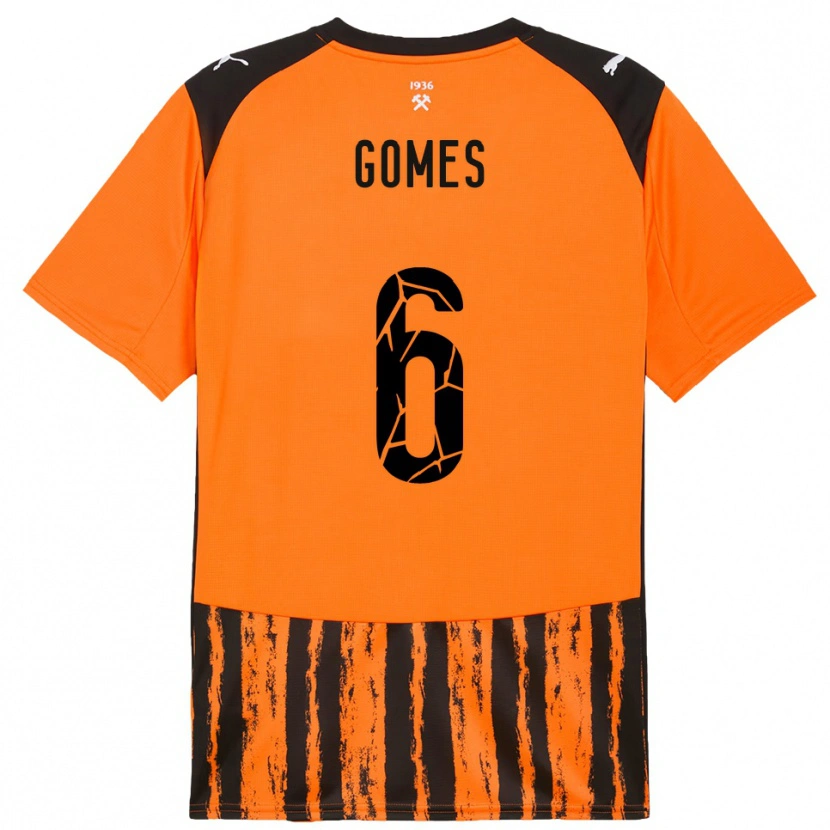 Danxen Mænd Marlon Gomes #6 Orange Sort Hjemmebane Spillertrøjer 2025/26 Trøje T-Shirt