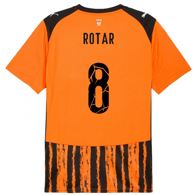 Danxen Mænd Kyryl Rotar #8 Orange Sort Hjemmebane Spillertrøjer 2025/26 Trøje T-Shirt