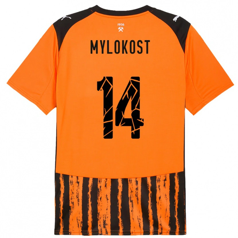 Danxen Mænd Yaroslav Mylokost #14 Orange Sort Hjemmebane Spillertrøjer 2025/26 Trøje T-Shirt