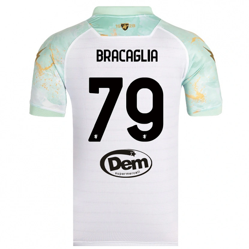 Danxen Mænd Gabriele Bracaglia #79 Hvid Sort Udebane Spillertrøjer 2025/26 Trøje T-Shirt