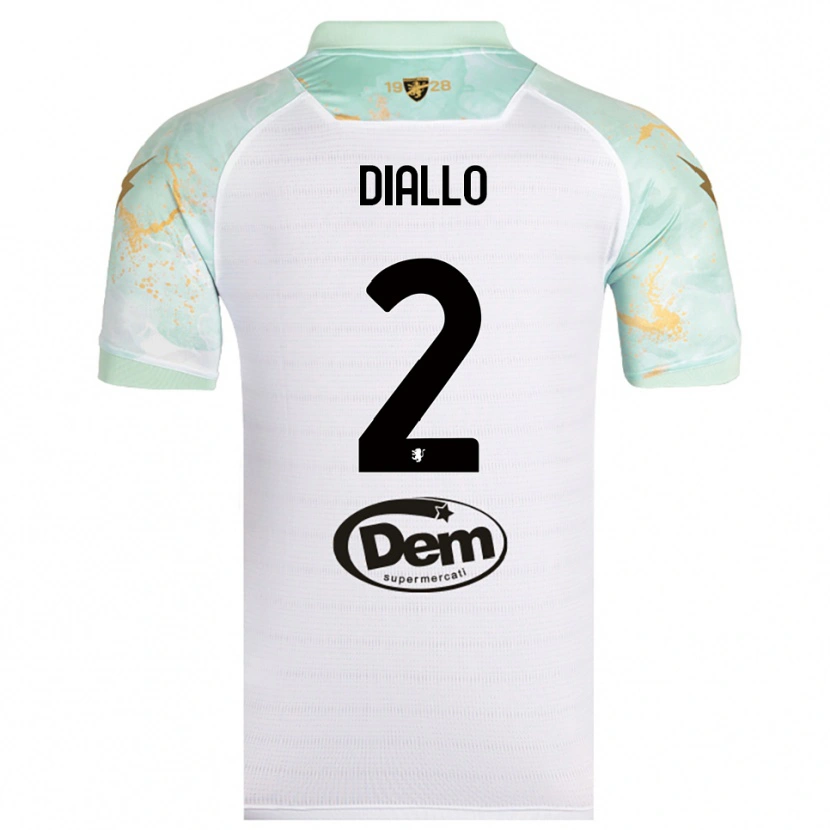 Danxen Mænd Abdoul Diallo #2 Hvid Sort Udebane Spillertrøjer 2025/26 Trøje T-Shirt