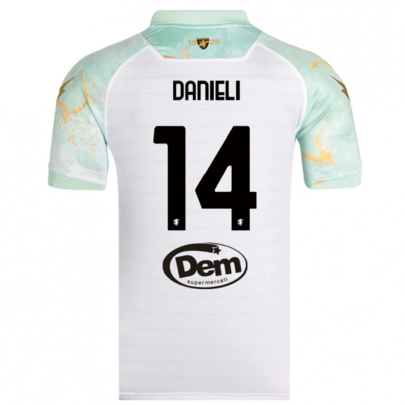 Danxen Mænd Lorenzo Danieli #14 Hvid Sort Udebane Spillertrøjer 2025/26 Trøje T-Shirt