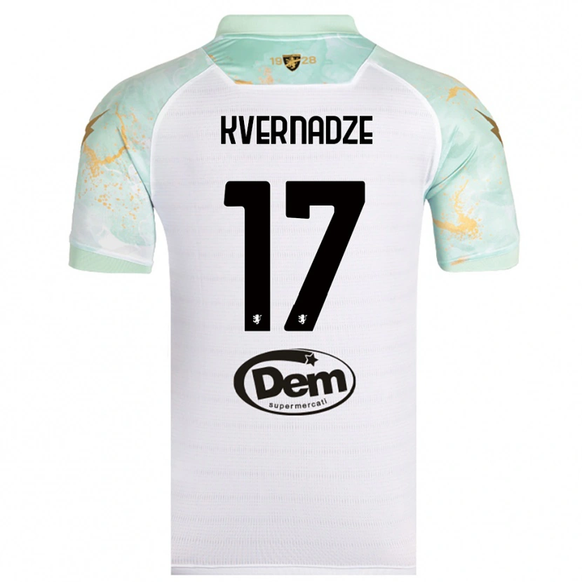 Danxen Mænd Giorgi Kvernadze #17 Hvid Sort Udebane Spillertrøjer 2025/26 Trøje T-Shirt