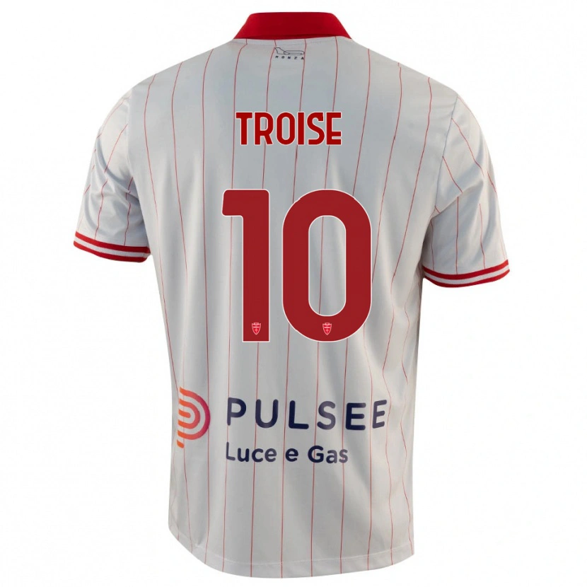 Danxen Mænd Antonio Troise #10 Hvid Rød Blå Udebane Spillertrøjer 2025/26 Trøje T-Shirt