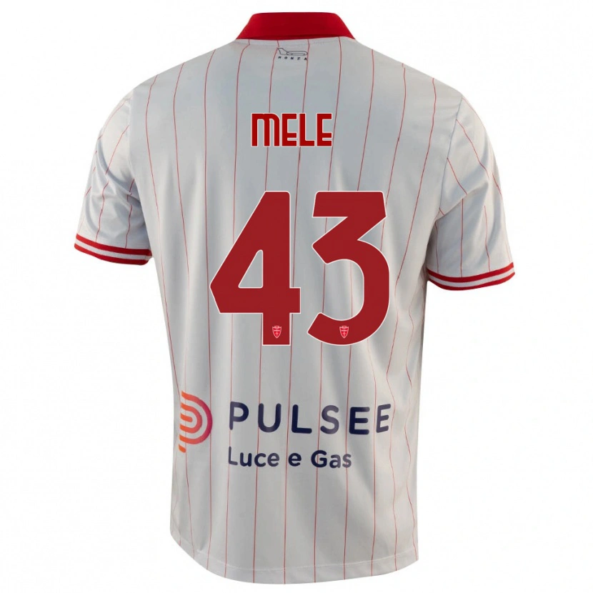 Danxen Mænd Fabio Mele #43 Hvid Rød Blå Udebane Spillertrøjer 2025/26 Trøje T-Shirt