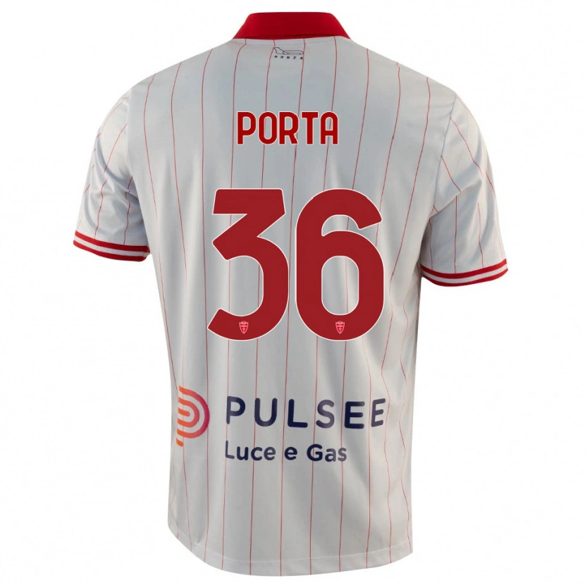 Danxen Mænd Matteo Porta #36 Hvid Rød Blå Udebane Spillertrøjer 2025/26 Trøje T-Shirt