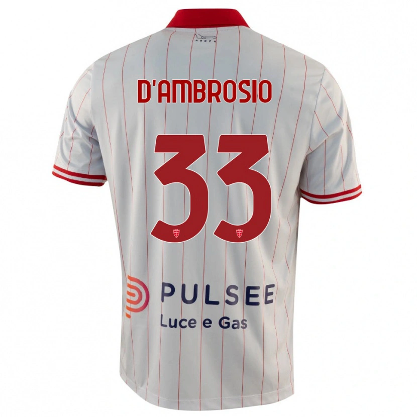 Danxen Mænd Danilo D'ambrosio #33 Hvid Rød Blå Udebane Spillertrøjer 2025/26 Trøje T-Shirt