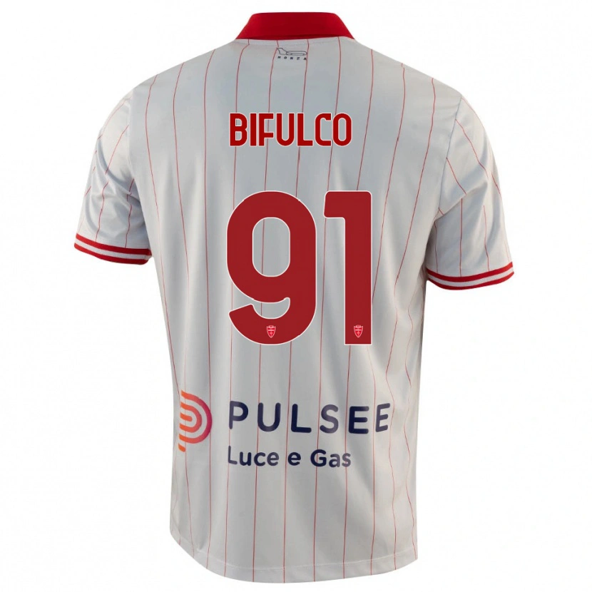 Danxen Mænd Davide Bifulco #91 Hvid Rød Blå Udebane Spillertrøjer 2025/26 Trøje T-Shirt