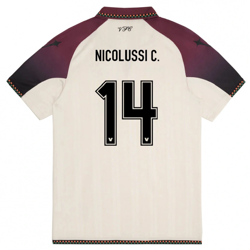 Danxen Mænd Hans Nicolussi Caviglia #14 Creme Bourgogne Udebane Spillertrøjer 2025/26 Trøje T-Shirt