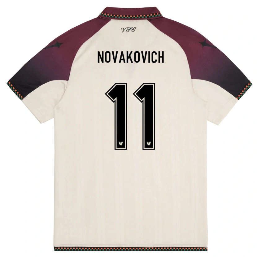 Danxen Mænd Andrija Novakovich #11 Creme Bourgogne Udebane Spillertrøjer 2025/26 Trøje T-Shirt