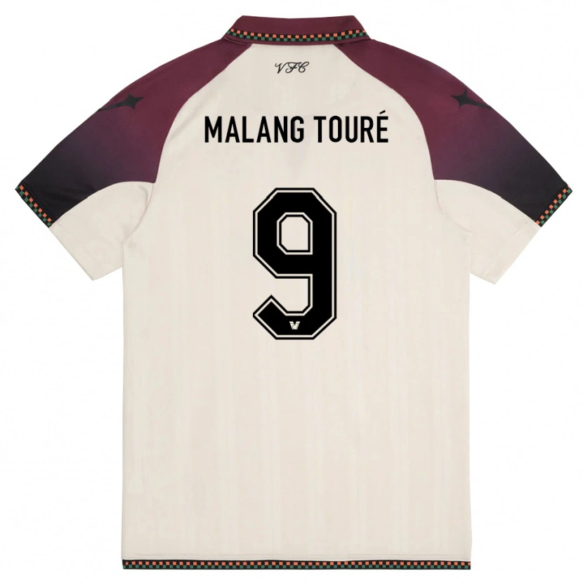 Danxen Mænd Mohamed Malang Touré #9 Creme Bourgogne Udebane Spillertrøjer 2025/26 Trøje T-Shirt