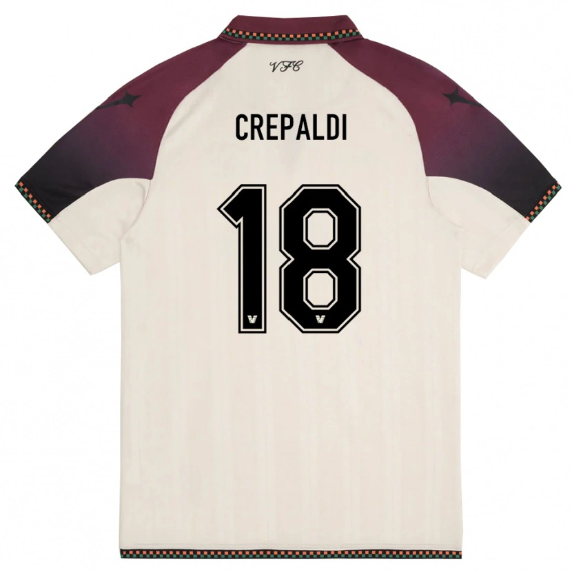 Danxen Mænd Nicolò Crepaldi #18 Creme Bourgogne Udebane Spillertrøjer 2025/26 Trøje T-Shirt