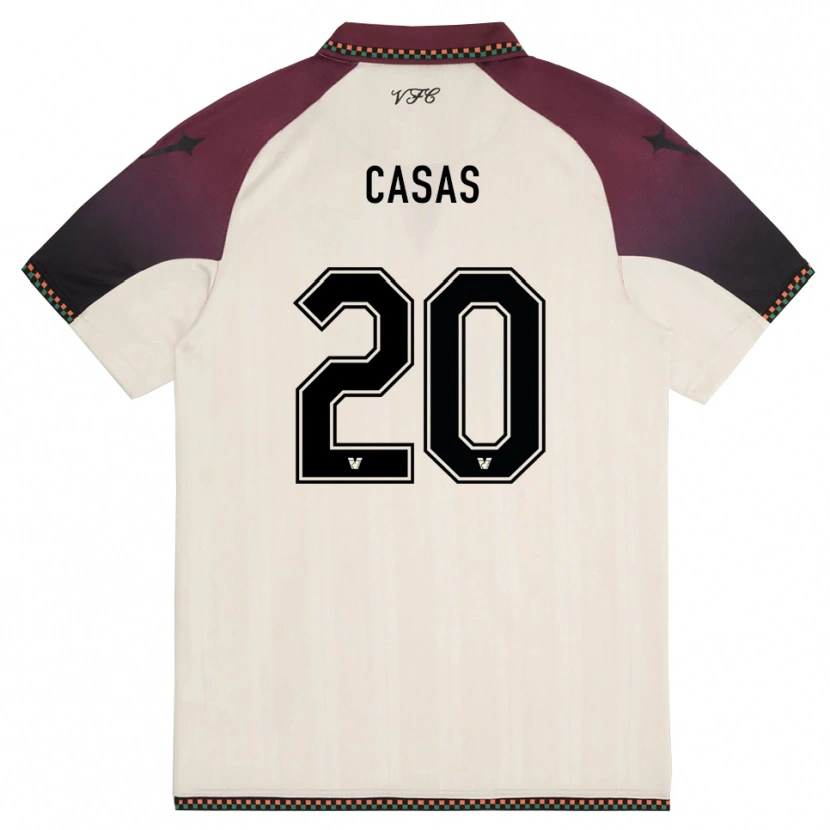 Danxen Mænd Antonio Casas #20 Creme Bourgogne Udebane Spillertrøjer 2025/26 Trøje T-Shirt