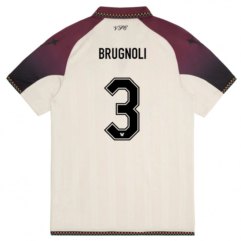 Danxen Mænd Lorenzo Brugnoli #3 Creme Bourgogne Udebane Spillertrøjer 2025/26 Trøje T-Shirt