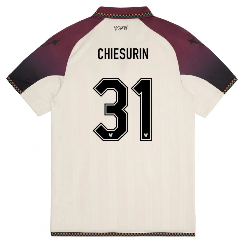Danxen Mænd Alberto Chiesurin #31 Creme Bourgogne Udebane Spillertrøjer 2025/26 Trøje T-Shirt