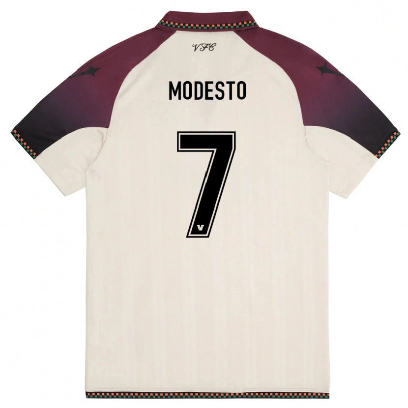 Danxen Mænd Riccardo Modesto #7 Creme Bourgogne Udebane Spillertrøjer 2025/26 Trøje T-Shirt