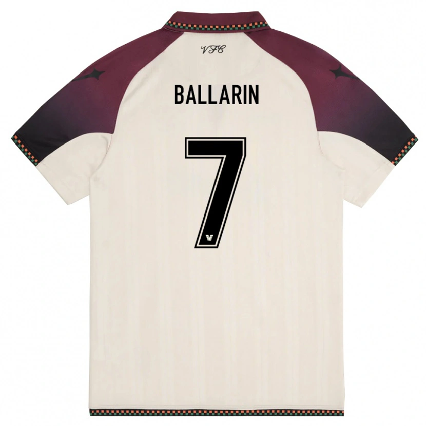 Danxen Mænd Mattia Ballarin #7 Creme Bourgogne Udebane Spillertrøjer 2025/26 Trøje T-Shirt