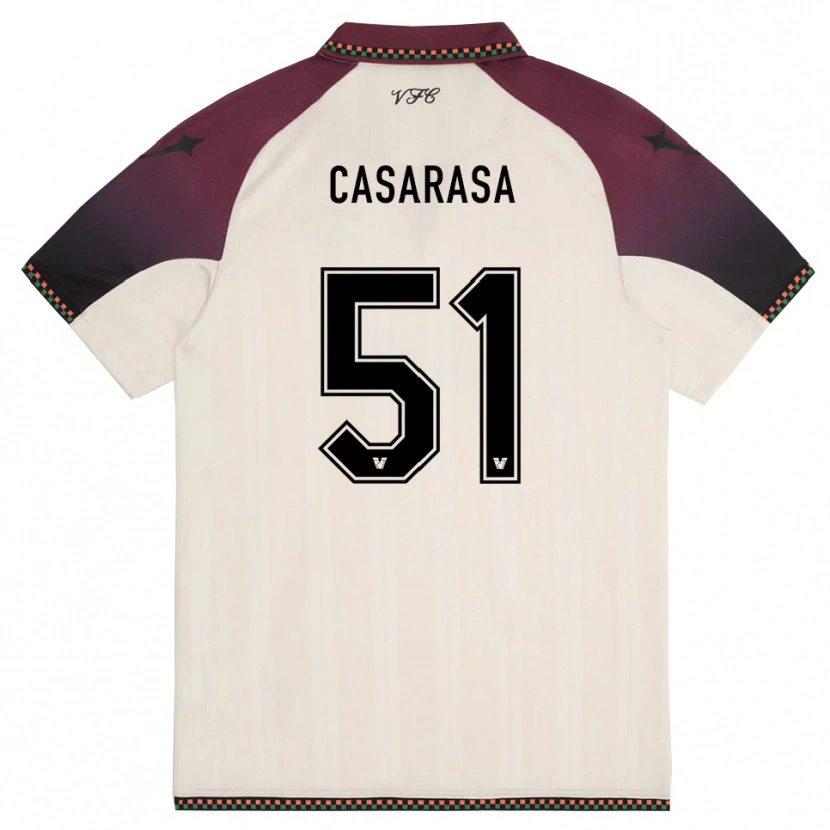 Danxen Mænd Asia Casarasa #51 Creme Bourgogne Udebane Spillertrøjer 2025/26 Trøje T-Shirt