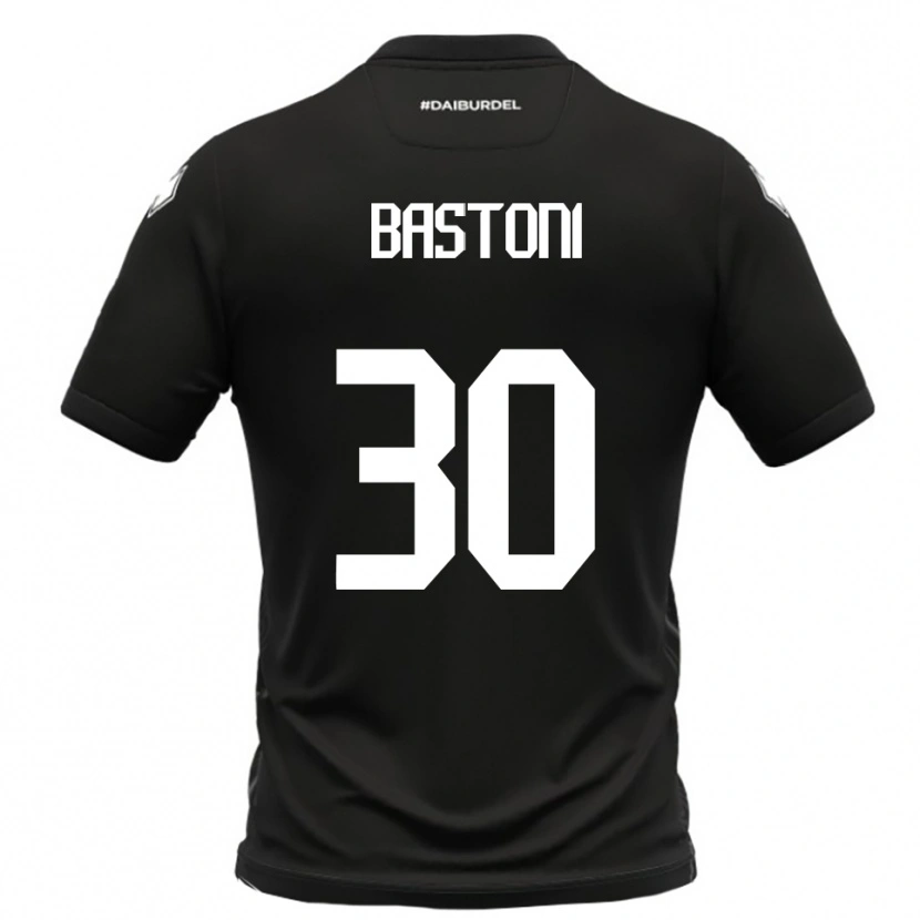Danxen Mænd Simone Bastoni #30 Sort Hvid Udebane Spillertrøjer 2025/26 Trøje T-Shirt