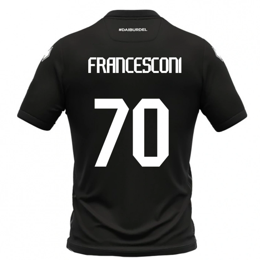 Danxen Mænd Matteo Francesconi #70 Sort Hvid Udebane Spillertrøjer 2025/26 Trøje T-Shirt