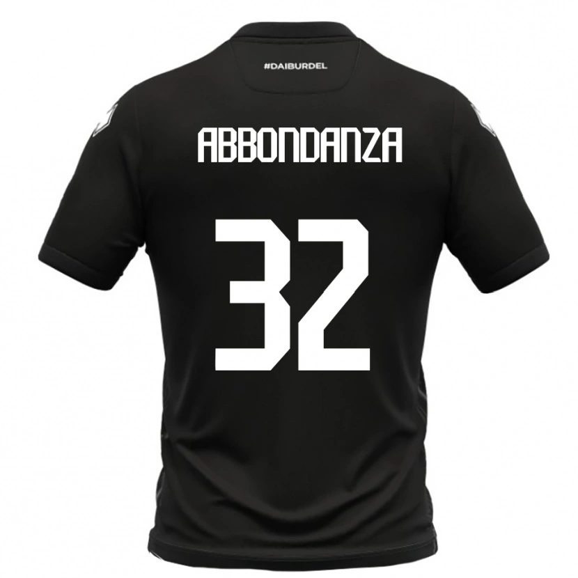 Danxen Mænd Simone Abbondanza #32 Sort Hvid Udebane Spillertrøjer 2025/26 Trøje T-Shirt