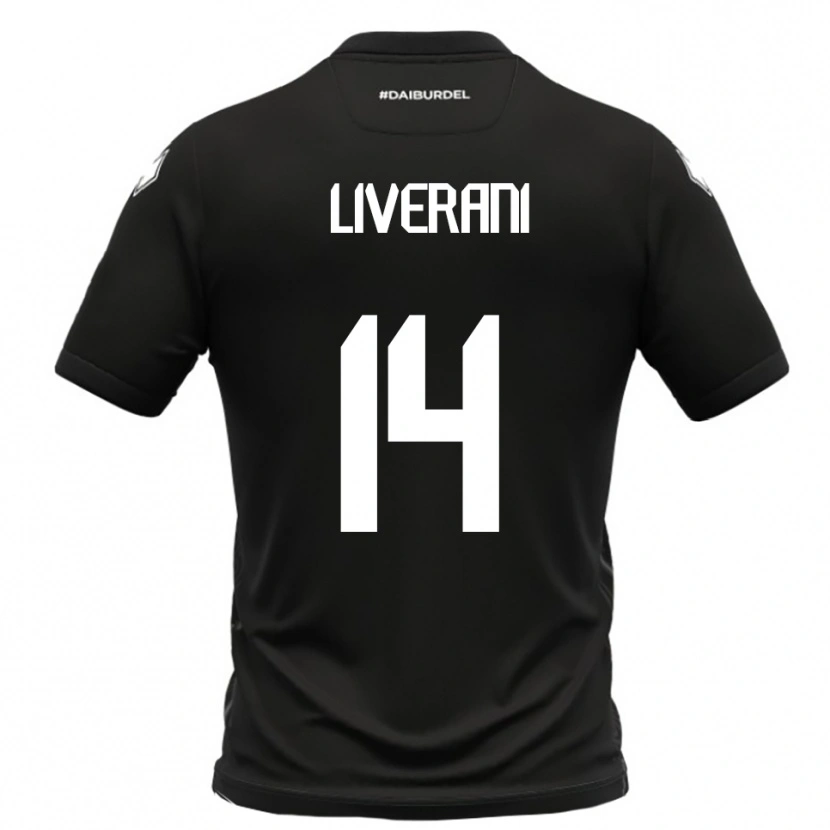Danxen Mænd Vittorio Liverani #14 Sort Hvid Udebane Spillertrøjer 2025/26 Trøje T-Shirt