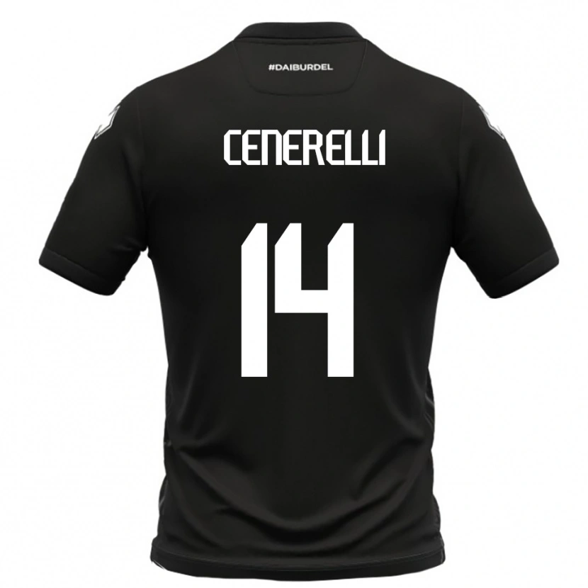 Danxen Mænd Alessandro Cenerelli #14 Sort Hvid Udebane Spillertrøjer 2025/26 Trøje T-Shirt