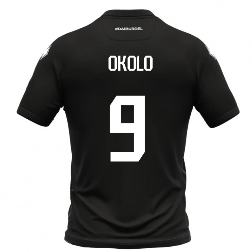 Danxen Mænd Daniel Okolo #9 Sort Hvid Udebane Spillertrøjer 2025/26 Trøje T-Shirt