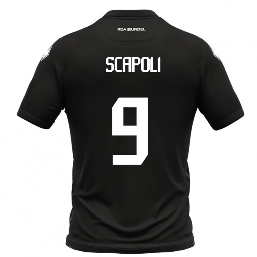 Danxen Mænd Francesco Scapoli #9 Sort Hvid Udebane Spillertrøjer 2025/26 Trøje T-Shirt