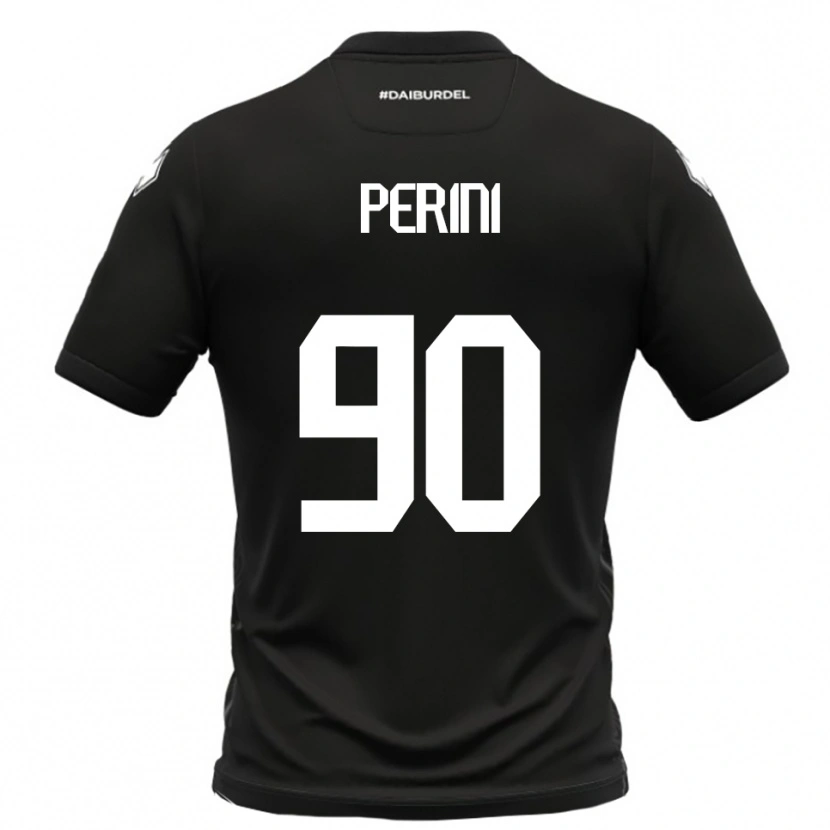 Danxen Mænd Giovanni Perini #90 Sort Hvid Udebane Spillertrøjer 2025/26 Trøje T-Shirt