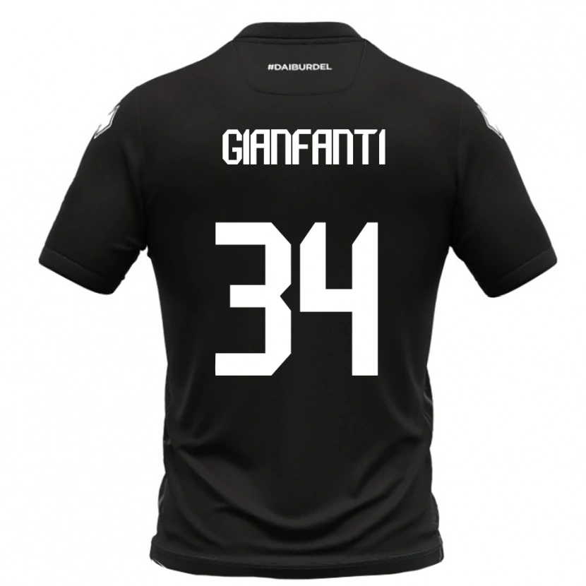 Danxen Mænd Simone Gianfanti #34 Sort Hvid Udebane Spillertrøjer 2025/26 Trøje T-Shirt