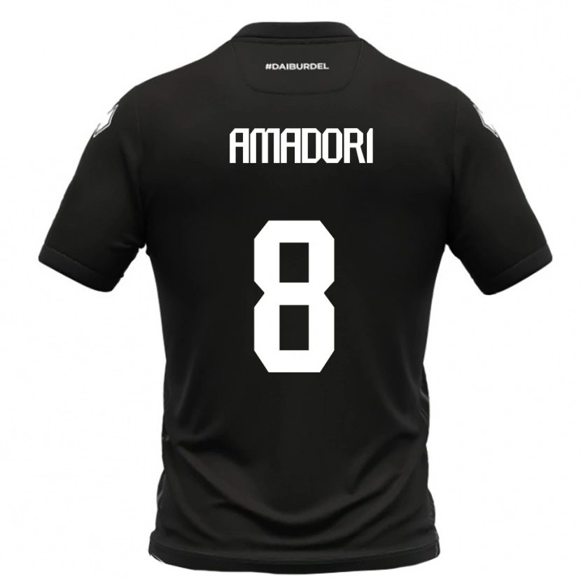 Danxen Mænd Emilio Amadori #8 Sort Hvid Udebane Spillertrøjer 2025/26 Trøje T-Shirt