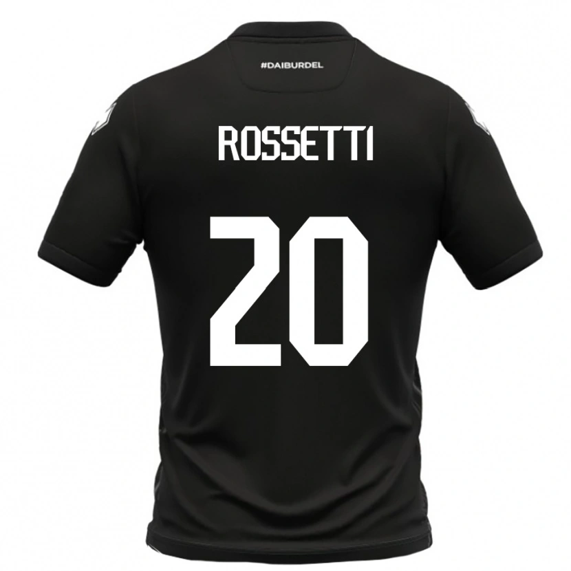 Danxen Mænd Maurizio Rossetti #20 Sort Hvid Udebane Spillertrøjer 2025/26 Trøje T-Shirt
