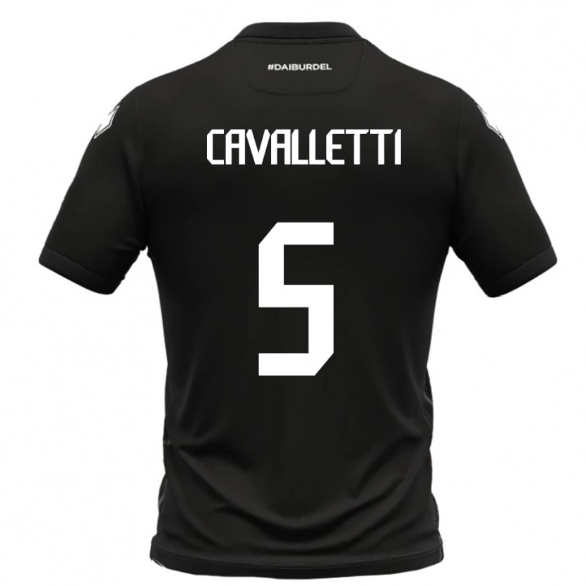 Danxen Mænd Pietro Cavalletti #5 Sort Hvid Udebane Spillertrøjer 2025/26 Trøje T-Shirt