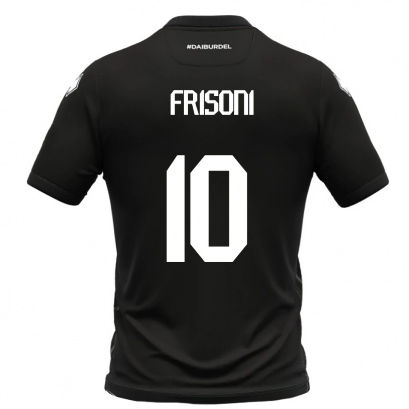 Danxen Mænd Riccardo Frisoni #10 Sort Hvid Udebane Spillertrøjer 2025/26 Trøje T-Shirt