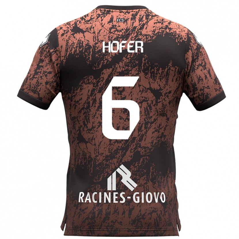 Danxen Mænd Patrik Hofer #6 Brun Sort Udebane Spillertrøjer 2025/26 Trøje T-Shirt