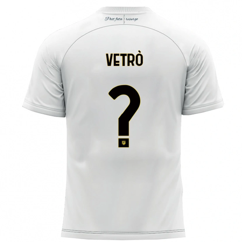 Danxen Mænd Antonio Vetrò #0 Hvid Gul Udebane Spillertrøjer 2025/26 Trøje T-Shirt