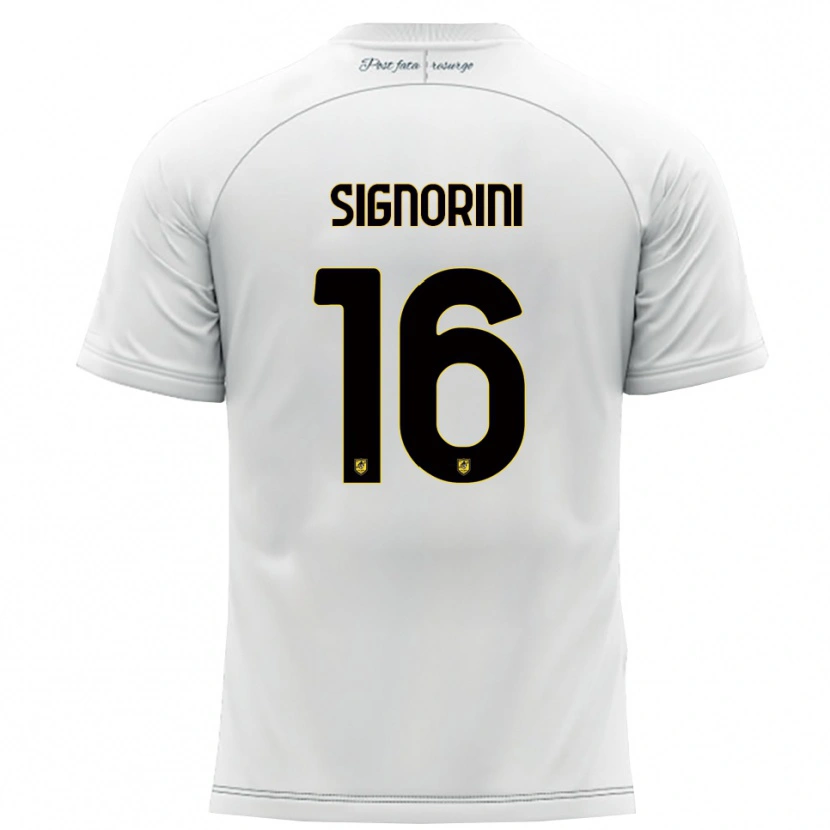 Danxen Mænd Alessandro Signorini #16 Hvid Gul Udebane Spillertrøjer 2025/26 Trøje T-Shirt