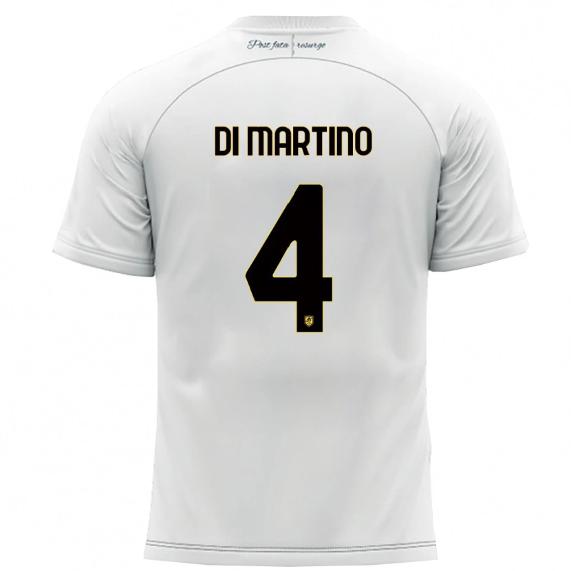 Danxen Mænd Mattia Di Martino #4 Hvid Gul Udebane Spillertrøjer 2025/26 Trøje T-Shirt