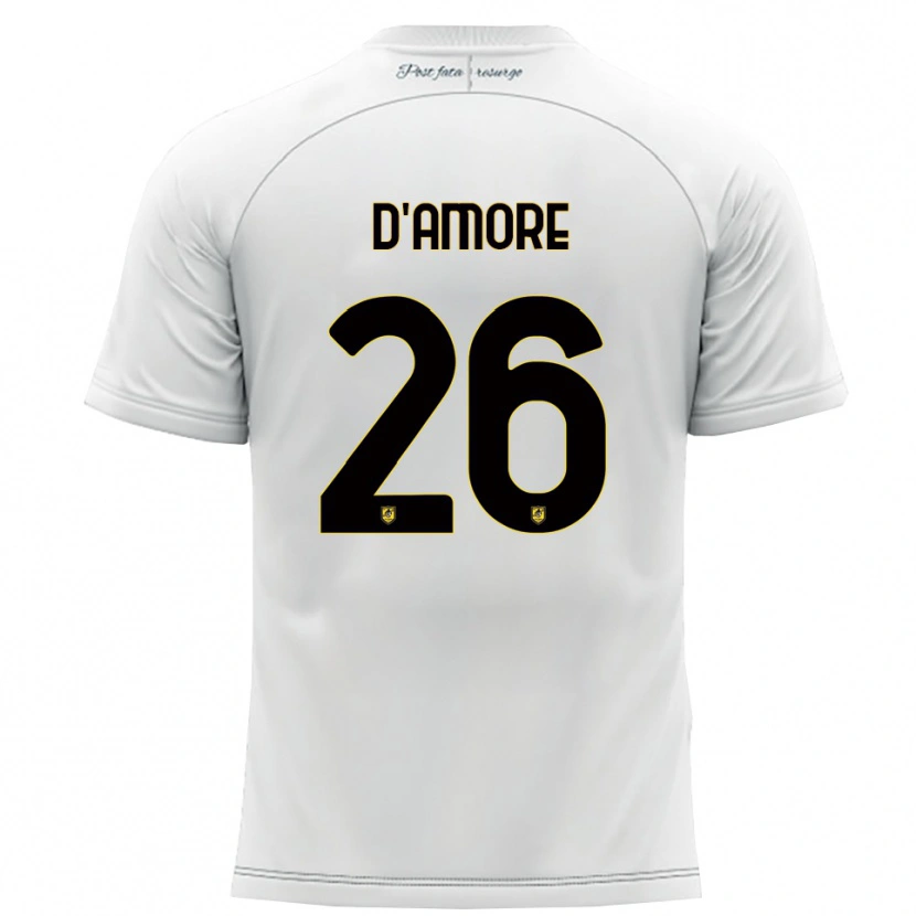 Danxen Mænd Francesco D'amore #26 Hvid Gul Udebane Spillertrøjer 2025/26 Trøje T-Shirt