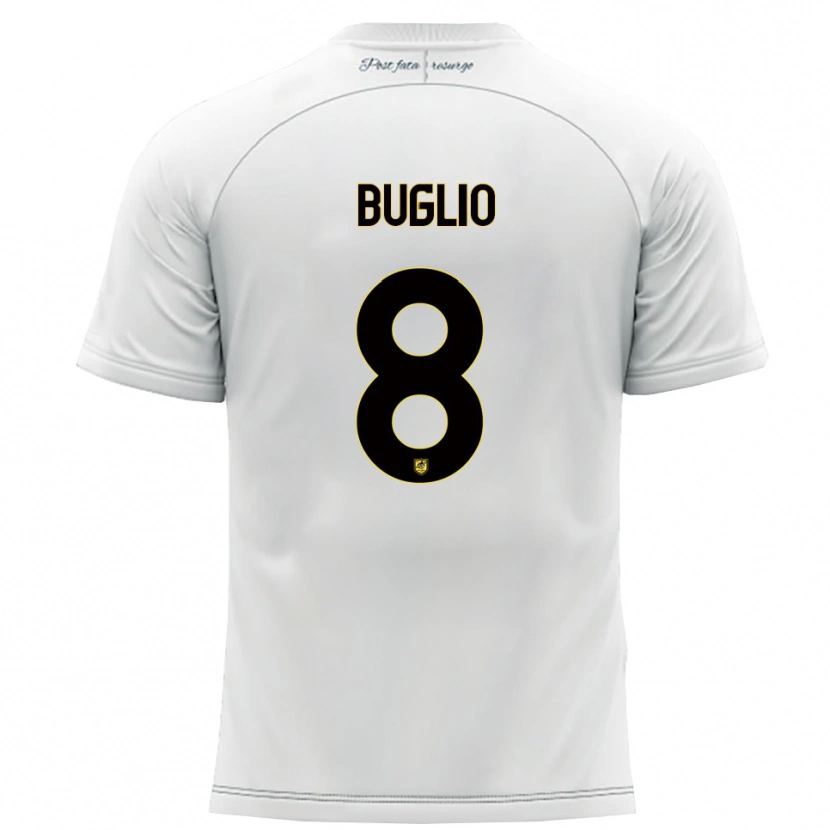 Danxen Mænd Davide Buglio #8 Hvid Gul Udebane Spillertrøjer 2025/26 Trøje T-Shirt