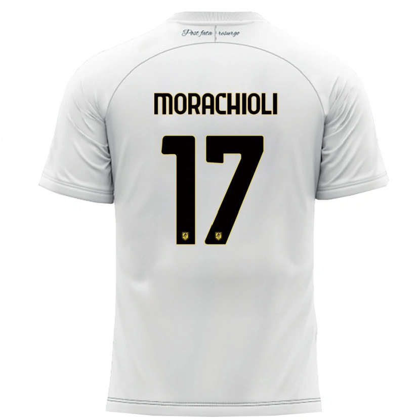 Danxen Mænd Gregorio Morachioli #17 Hvid Gul Udebane Spillertrøjer 2025/26 Trøje T-Shirt
