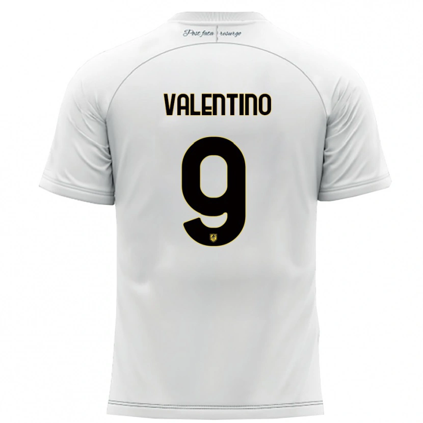 Danxen Mænd Antonio Valentino #9 Hvid Gul Udebane Spillertrøjer 2025/26 Trøje T-Shirt