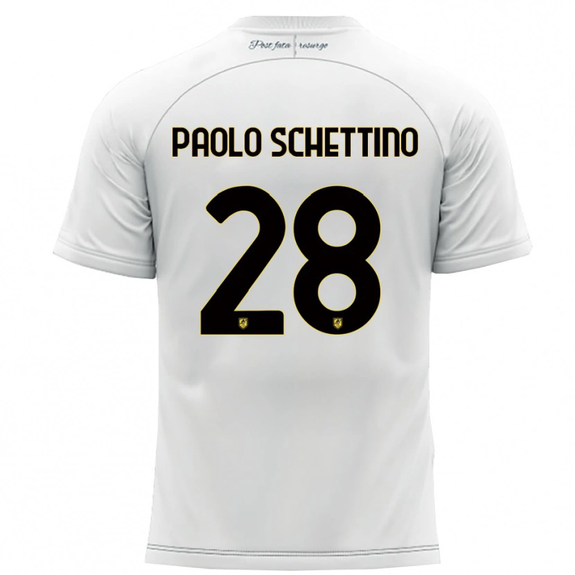 Danxen Mænd Francesco Paolo Schettino #28 Hvid Gul Udebane Spillertrøjer 2025/26 Trøje T-Shirt