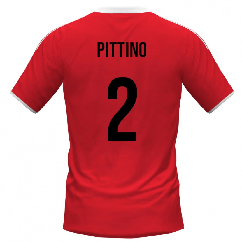 Danxen Mænd Tommaso Pittino #2 Rød Hvid Udebane Spillertrøjer 2025/26 Trøje T-Shirt