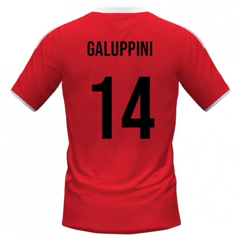 Danxen Mænd Francesco Galuppini #14 Rød Hvid Udebane Spillertrøjer 2025/26 Trøje T-Shirt