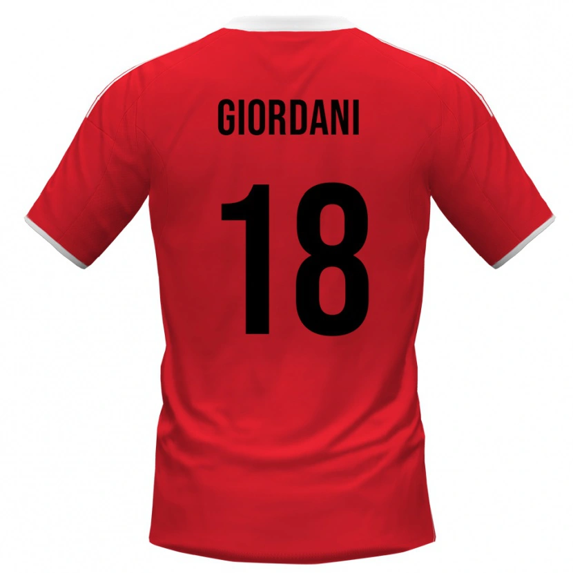 Danxen Mænd Andrea Giordani #18 Rød Hvid Udebane Spillertrøjer 2025/26 Trøje T-Shirt